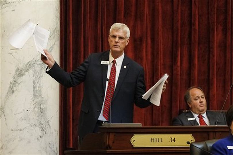 Senate President Pro-Tem Brent Hill, R-Rexburg, addresses the Senate on Monday evening (AP / Otto Kitsinger)