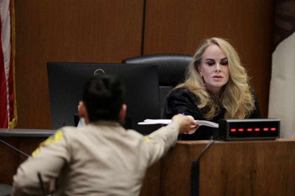 Judge Theresa McGonigle presides over the arraignment for Ivanna Lisette Ortiz, accused of firing shots at singer Rihanna