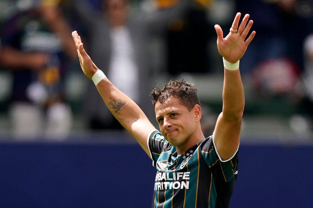 FILE – L.A. Galaxy forward Javier Hernandez celebrates after scoring during the second half of a Major League Soccer match against Austin FC Saturday, May 15, 2021, in Carson, Calif. A after difficult season plagued by an injury on his right calf, Hernandez said Thursday, Feb. 17, 2022, that he is in great shape and ready to advance in the MLS post season with the L.A. Galaxy.  (Associated Press)