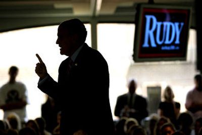 
Former New York Mayor Rudolph Giuliani, shown speaking in Charleston, S.C., on Wednesday, earned more than $11 million last year from book royalties and speaking fees. 
 (Associated Press / The Spokesman-Review)