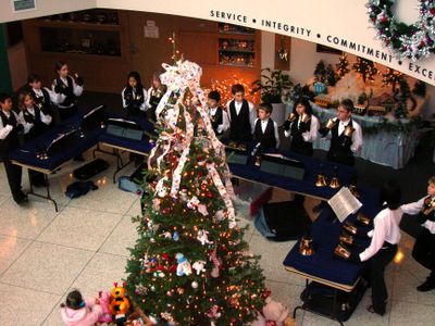 The Spokane Valley Adventist School Bell Choir performs at the Shriners Hospital earlier this month. Photo courtesy of Spokane Valley Adventist School (Photo courtesy of Spokane Valley Adventist School / The Spokesman-Review)