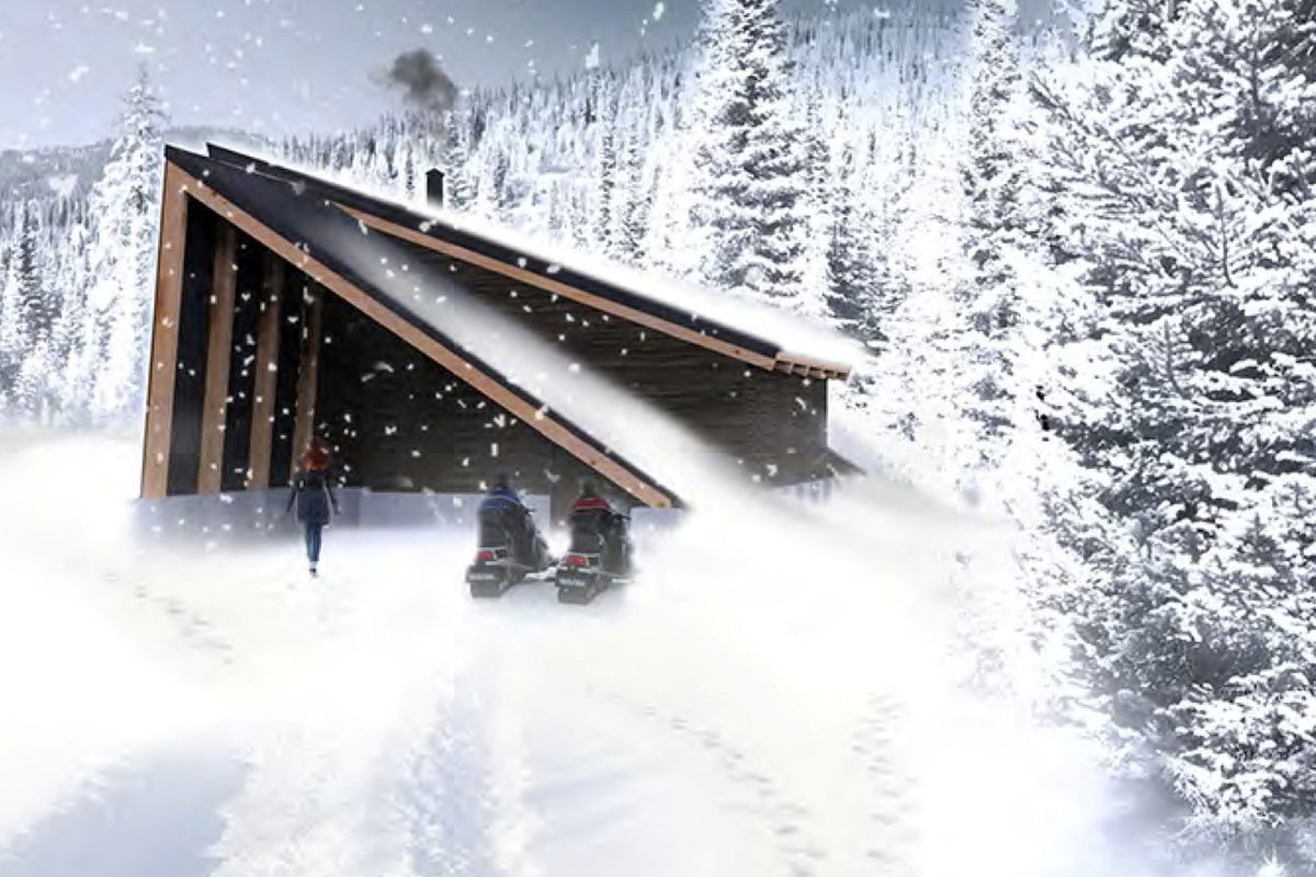 University of Idaho College of Art and Architecture students helped design a warming hut for snowmobilers north of Sandpoint in the Moose Creek area. (Randy Teal / University of Idaho)