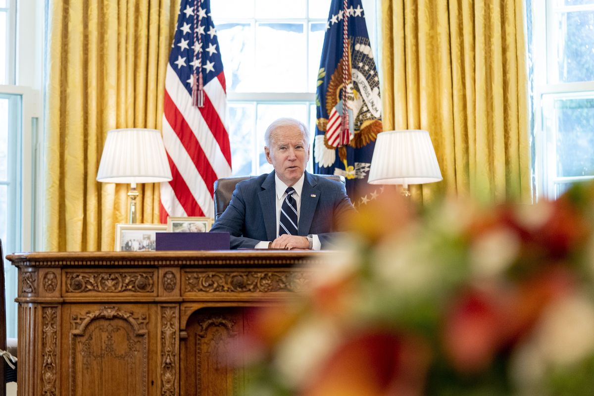 President Joe Biden speaks before signing the American Rescue Plan, a coronavirus relief package, in the Oval Office of the White House, Thursday, March 11, 2021, in Washington.  (Andrew Harnik)