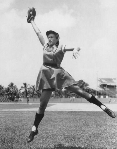 This image provided by the National Baseball Hall of Fame shows Rockford Peaches' Dorothy Kamenshek. Kamenshek, a former star of the All-American Girls Professional Baseball League who helped inspire the lead character in the movie 