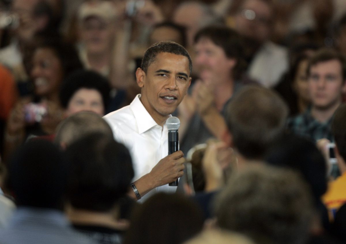 Democratic candidate Sen. Barack Obama speaks Saturday during a town hall meeting at the Wabash Valley Fairgrounds in Terre Haute, Ind. Associated Press photos (Associated Press photos / The Spokesman-Review)