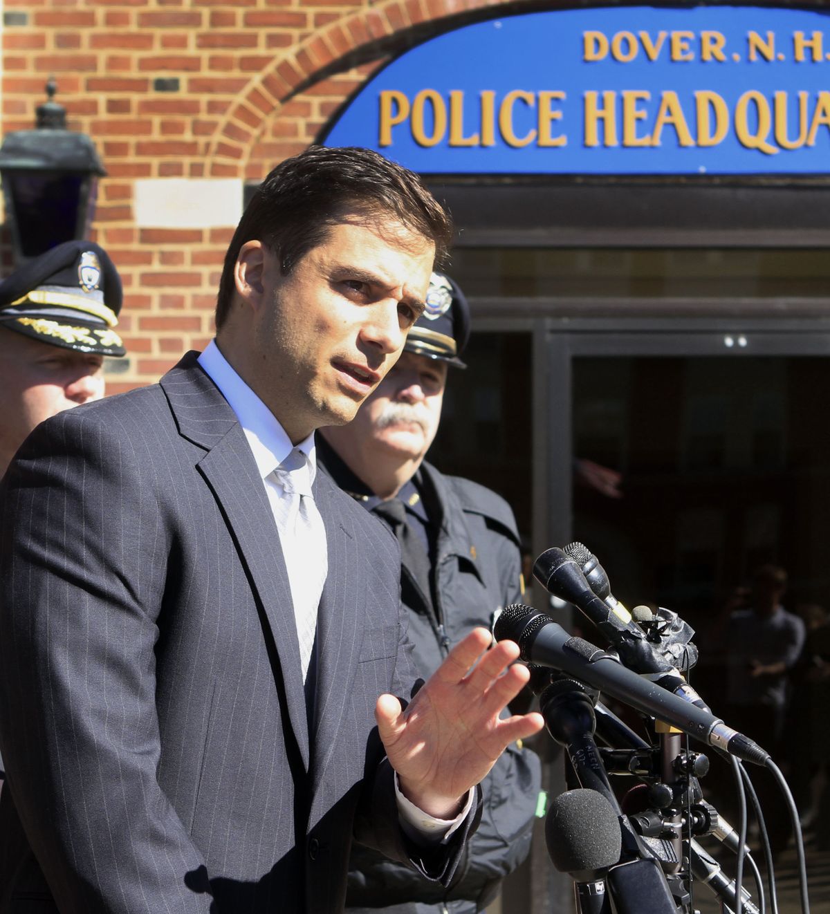 New Hampshire Assistant Attorney General James Vara gives a news conference in Dover, N.H. on Saturday, Oct. 13, 2012 in Dover, N.H. announcing that University of New Hampshire student, Elizabeth "Lizzi" Marriott who disappeared earlier in the week, is dead, and a man has been charged with second-degree murder. (Jim Cole / Associated Press)