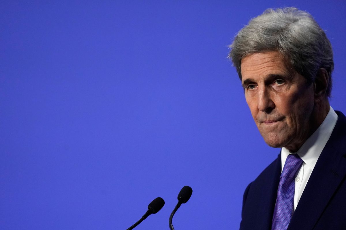 John Kerry, United States Special Presidential Envoy for Climate speaks during a press conference at the end of the COP26 U.N. Climate Summit in Glasgow, Scotland, Nov. 13, 2021. Top diplomats of the United States and the world