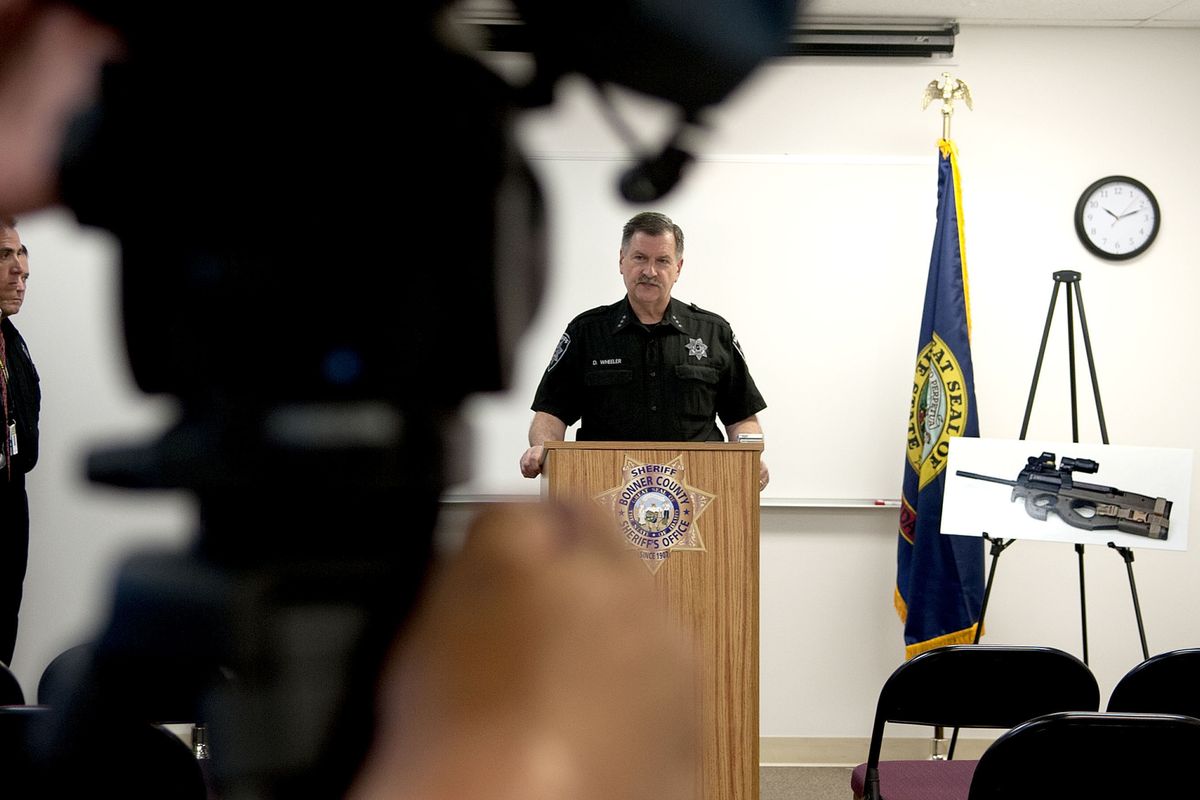 Bonner County Sheriff Daryl Wheeler said the Arizona man injured during a gun battle with North Idaho police on Interstate 90 last month fired first with one of the two semi-automatic weapons in his possession. The press conference was held on Wednesday, July 16, 2012, at the Bonner County Sheriff