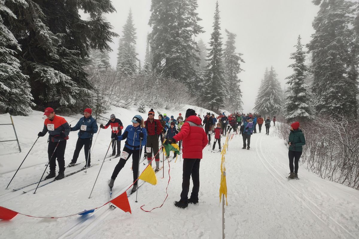 The third wave of participants begins the 43rd annual Langlauf Ski Race at Mount Spokane State Park on Sunday.  (Courtesy of Tim Ray)