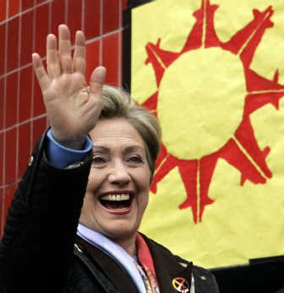 
Sen. Hillary Rodham Clinton campaigns Wednesday  in Kyle, S.D. Associated Press
 (Associated Press / The Spokesman-Review)