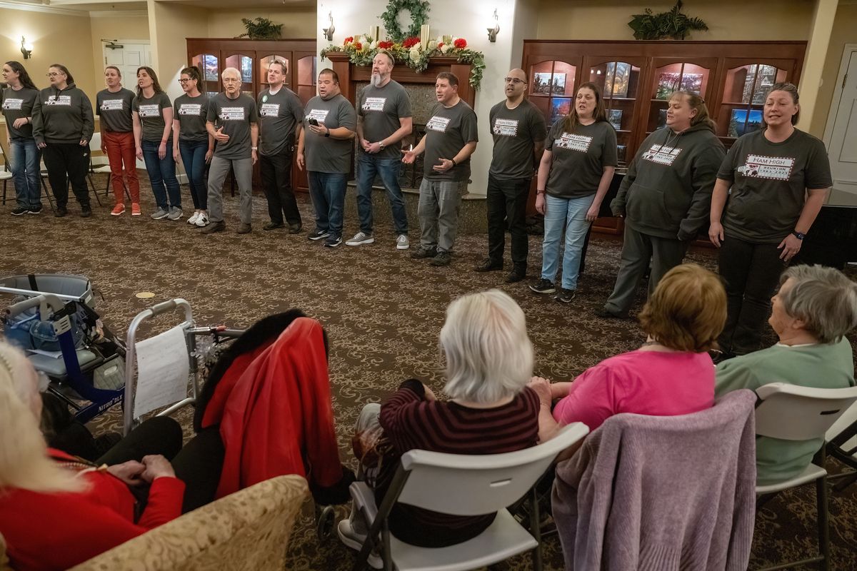Several of the ensemble groups from the Ferris parent-produced Ham on Regal perform a musical number for seniors Feb. 27 at Touchmark on South Hill. The performance is part of the Ham on Regal tradition to bring some of the show to those in the community who may not be able to attend the full performance. (COLIN MULVANY/THE SPOKESMAN-REVIEW)