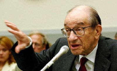 
Federal Reserve Chairman Alan Greenspan gives an upbeat assessment of the economy Thursday before a congressional committee.
 (The Spokesman-Review)
