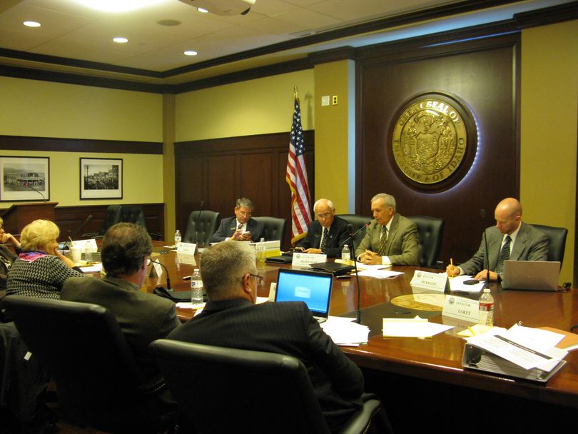Members of the Idaho Legislature's Public Defense Reform Interim Committee meet Wednesday at the state Capitol (Betsy Russell)