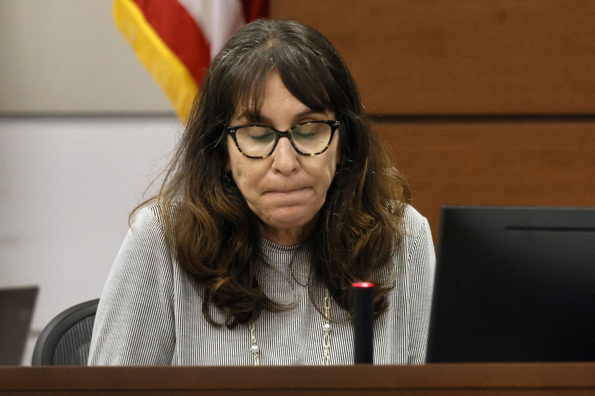 Former Marjory Stoneman Douglas High School teacher Ivy Schamis describes the carnage in her classroom during the rampage at the school. Two students in her class were killed, Nicholas Dworet, and Helena Ramsay. Marjory Stoneman Douglas High School shooter Nikolas Cruz is being tried in the penalty phase of his trial at the Broward County Courthouse in Fort Lauderdale on Wednesday, July 20, 2022. Cruz previously plead guilty to all 17 counts of premeditated murder and 17 counts of attempted murder in the 2018 shootings.   (Mike Stocker/Sun Sentinel/TNS)