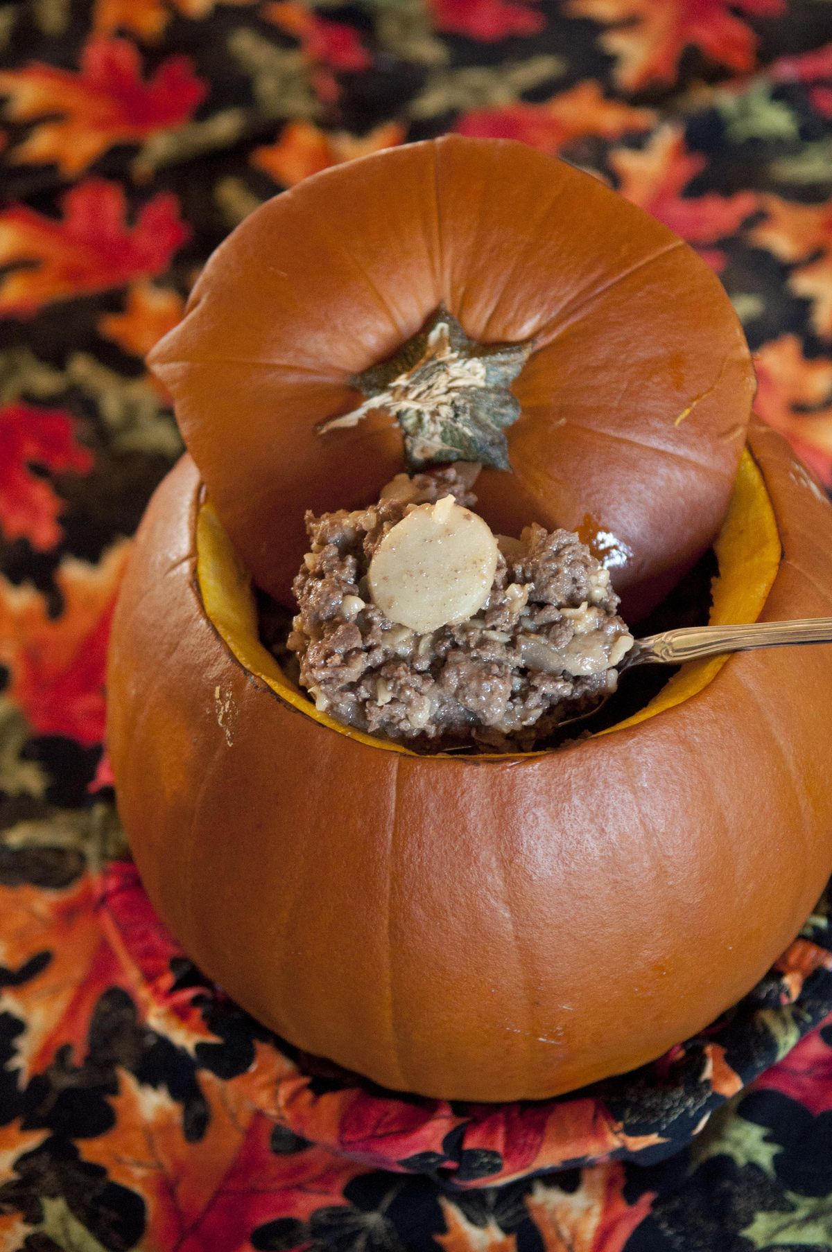 This family recipe for Dinner in a Pumpkin dates back to at least the 1950s when it was a favorite for autumn entrees at the lake cabin. (ADRIANA JANOVICH adrianaj@spokesman.com)