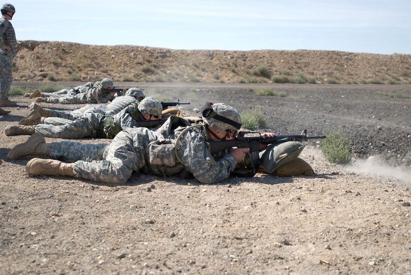 Members of the Idaho Army National Guard's 116th Cavalry Bridgade Combat Team train near Boise for their upcoming deployment to Iraq this fall. (Courtesy photo / Idaho National Guard)