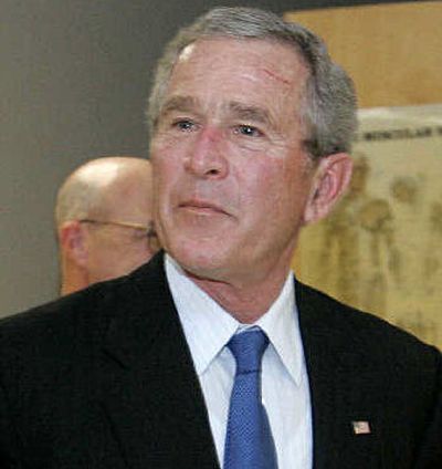 
President Bush makes a few remarks after visiting wounded soldiers on Sunday in San Antonio, Texas. 
 (Associated Press / The Spokesman-Review)