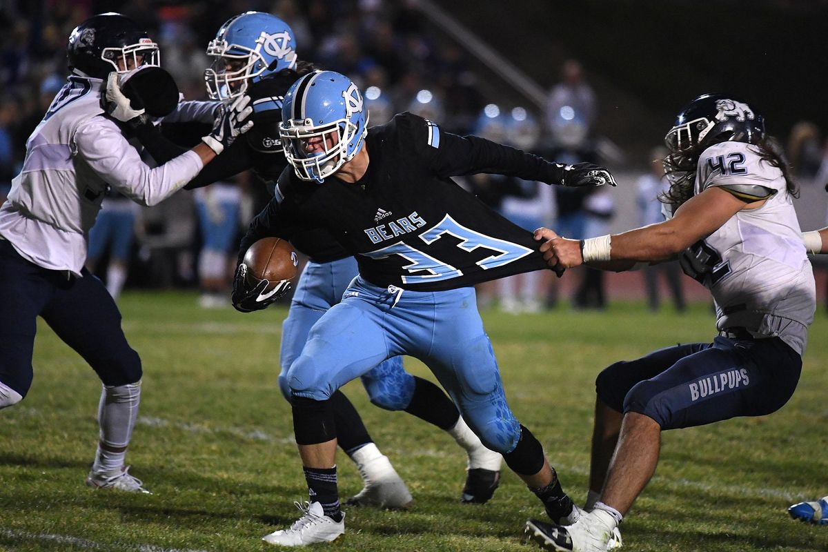 Central Valley running back Hunter Chodorowski has rushed for 647 yards and eight touchdowns. (Colin Mulvany / The Spokesman-Review)