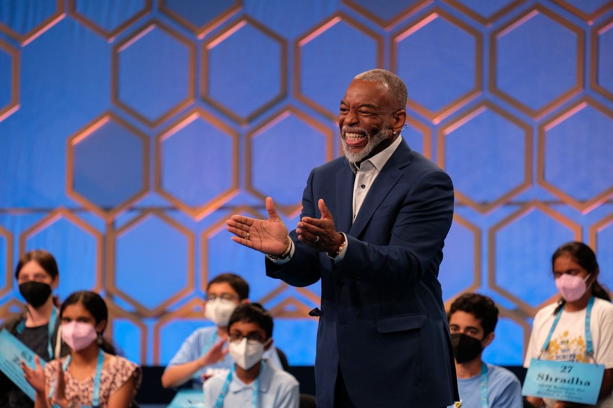 LeVar Burton hosts the semifinals of the 2022 Scripps National Spelling Bee on Wednesday in National Harbor, Md.  (Orion Donovan-Smith, The Spokesman-Review)