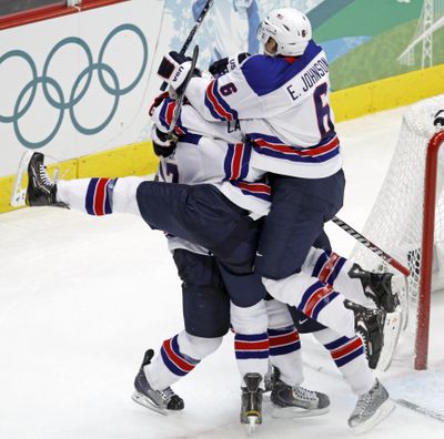 The U.S. team hopes to celebrate another victory over Canada today.  (Associated Press)