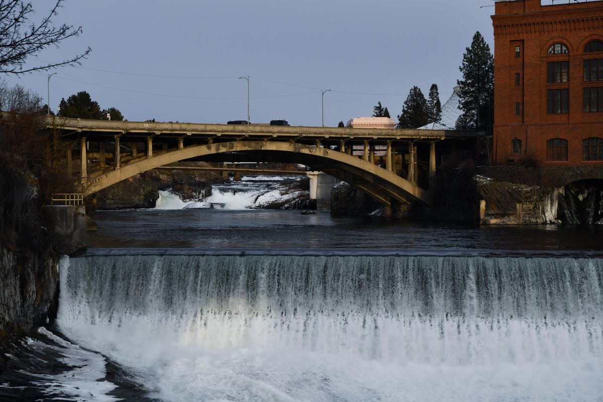 Work to rehab the Post Street Bridge, seen Feb. 7, 2019, is slated to begin next month. (Tyler Tjomsland / The Spokesman-Review)