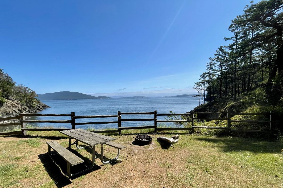 Campsites at James Island Marine State Park offer beautiful views of the Salish Sea. (Leslie Kelly)