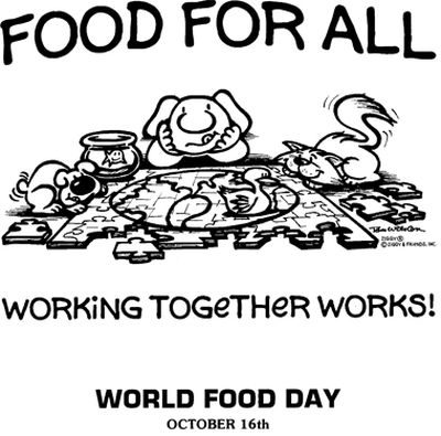 Ziggy's 2009 Public Service Announcement for World Food Day. Photo courtesy of http://www.worldfooddayusa.org/CMS/10534/10796/18398.aspx. Special thanks to Tom Wilson, creator of Ziggy.  (Andrea Shearer)