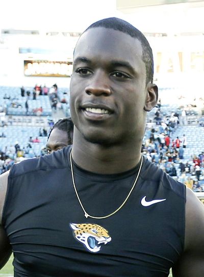 This Dec. 20, 2015, file photo showing Jacksonville Jaguars outside linebacker Telvin Smith after an NFL football game against the Atlanta Falcons, in Jacksonville, Fla. What a roller-coaster week for Jacksonville Jaguars linebacker Telvin Smith. Three days after his brother was shot and killed in their hometown of Valdosta, Georgia, Smiths girlfriend gave birth to their son. Jaguars defensive coordinator Todd Wash says the boy was born early Wednesday. (Stephen B. Morton / Associated Press)