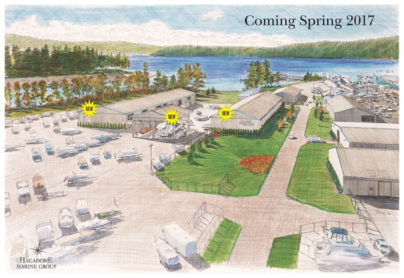 Artist's drawing of mega-marine center planned by Duane Hagadone at Blackwell Island next spring. (Courtesy illustration)