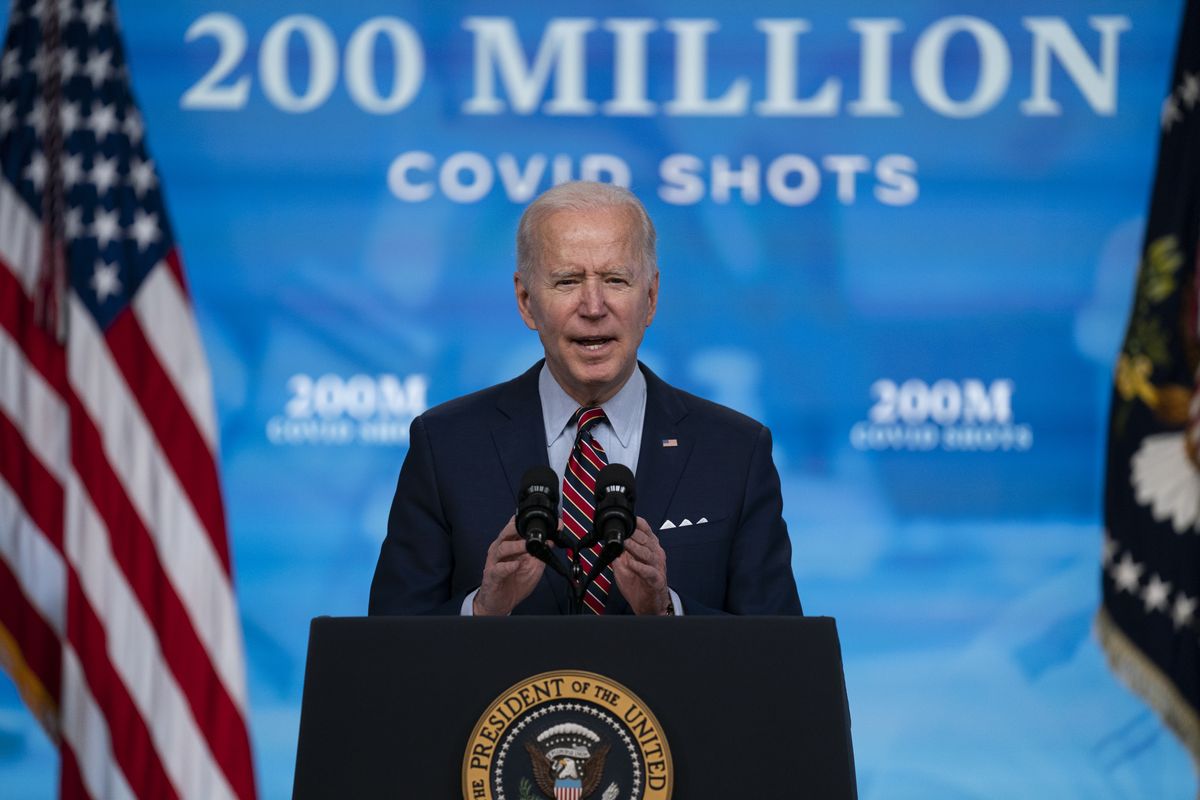 President Joe Biden speaks about COVID-19 vaccinations at the White House, Wednesday, April 21, 2021, in Washington.  (Evan Vucci)