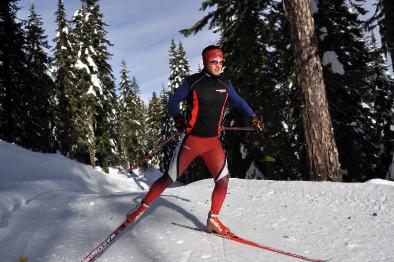 Nordic skater Marshall Greene warms up on the Mount Spokane cross-country skiing trails. (Rich Landers)
