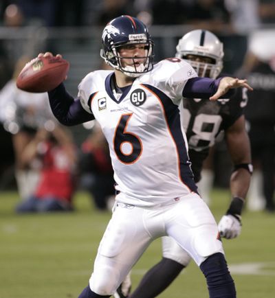 Broncos quarterback Jay Cutler enjoyed a huge season opener.   (Associated Press / The Spokesman-Review)