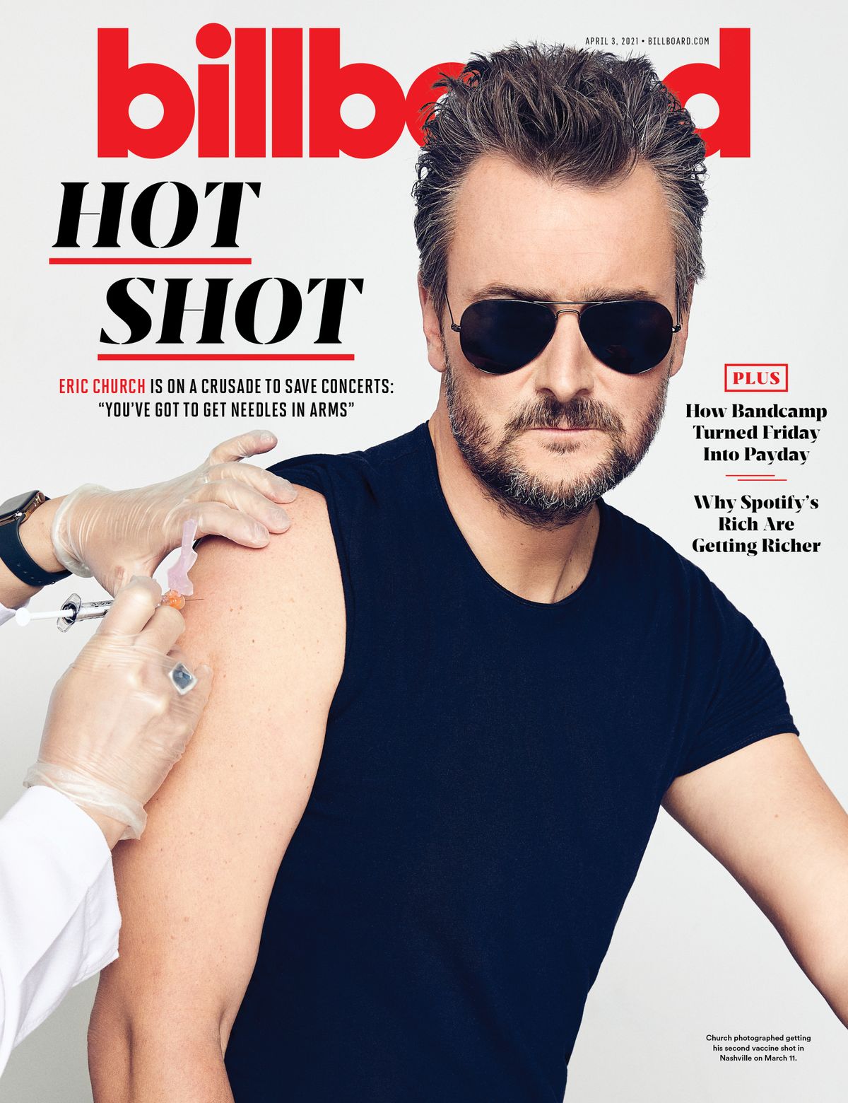 Eric Church graces the cover of Billboard in the April 3, 2021, issue.  (Robby Klein for Billboard)