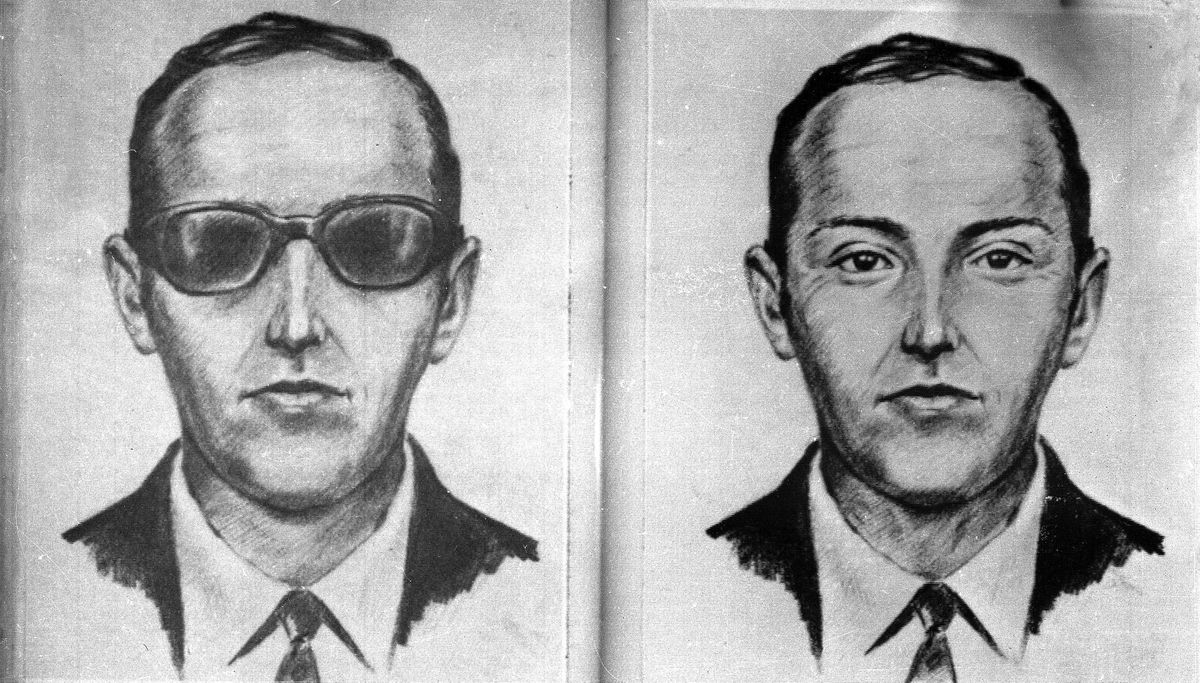 This undated sketch provided by the FBI shows the skyjacker known as D.B. Cooper, drawn from recollections of passengers and crew of the Northwest Orient Airlines jet he hijacked on Nov. 24, 1971. (Associated Press)