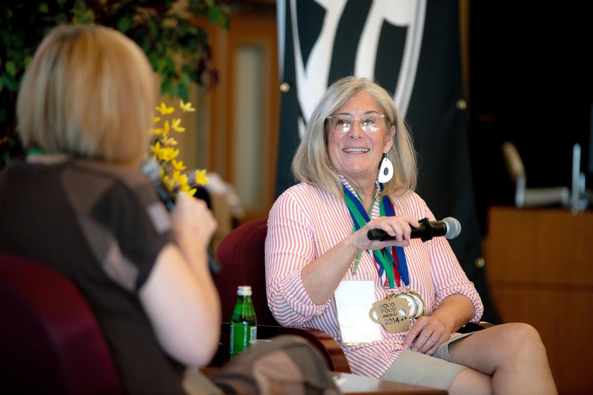 Kristi Burns, left, interviews Deborah Di Bernardo of Roast House Coffee during The Spokesman-Review’s Northwest Passages Book Club Main Stage program at Crave Food and Drink Celebration at CenterPlace Regional Events Center on Saturday, July 13, 2019, in Spokane Valley. (Jesse Tinsley / The Spokesman-Review)