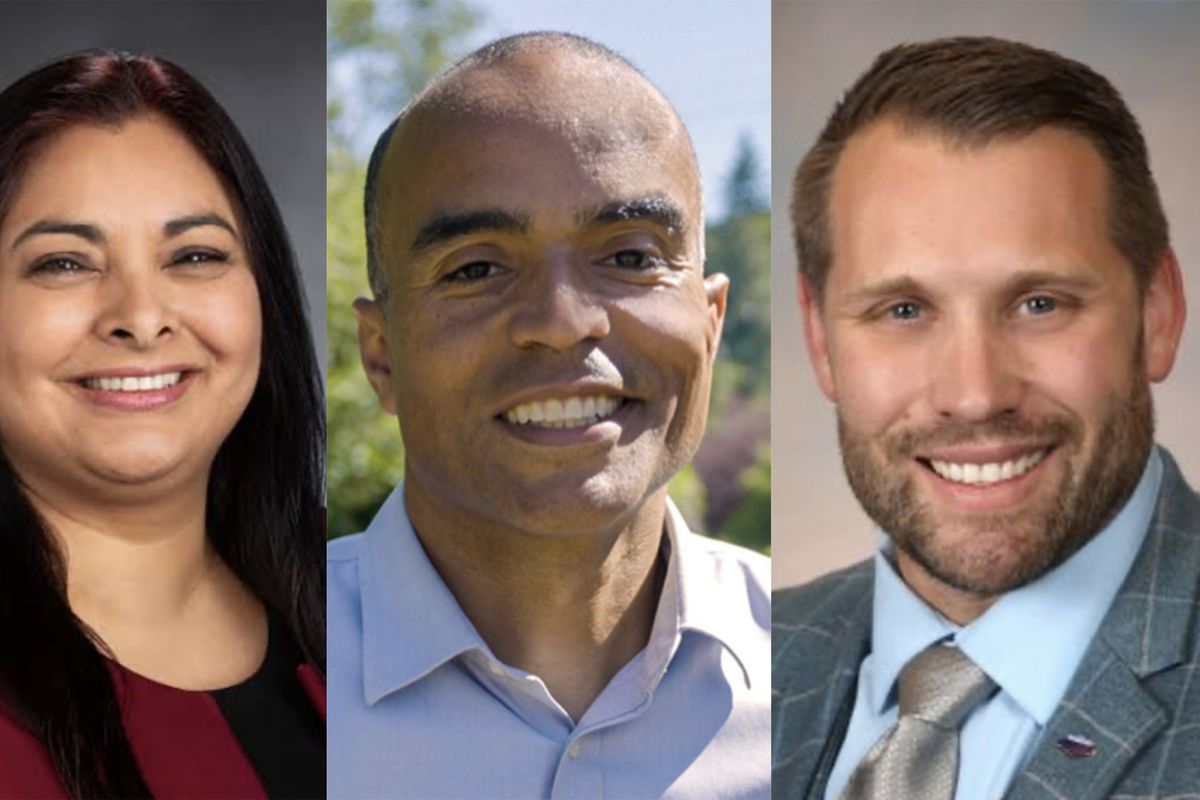 Washington state attorney general candidates, from left: Manka Dhingra, Nick Brown and Pete Serrano. 