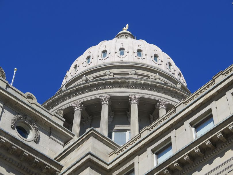 Idaho’s state Capitol dome under a clear, deep-blue sky on Monday, Feb. 13, 2017 (Betsy Z. Russell)