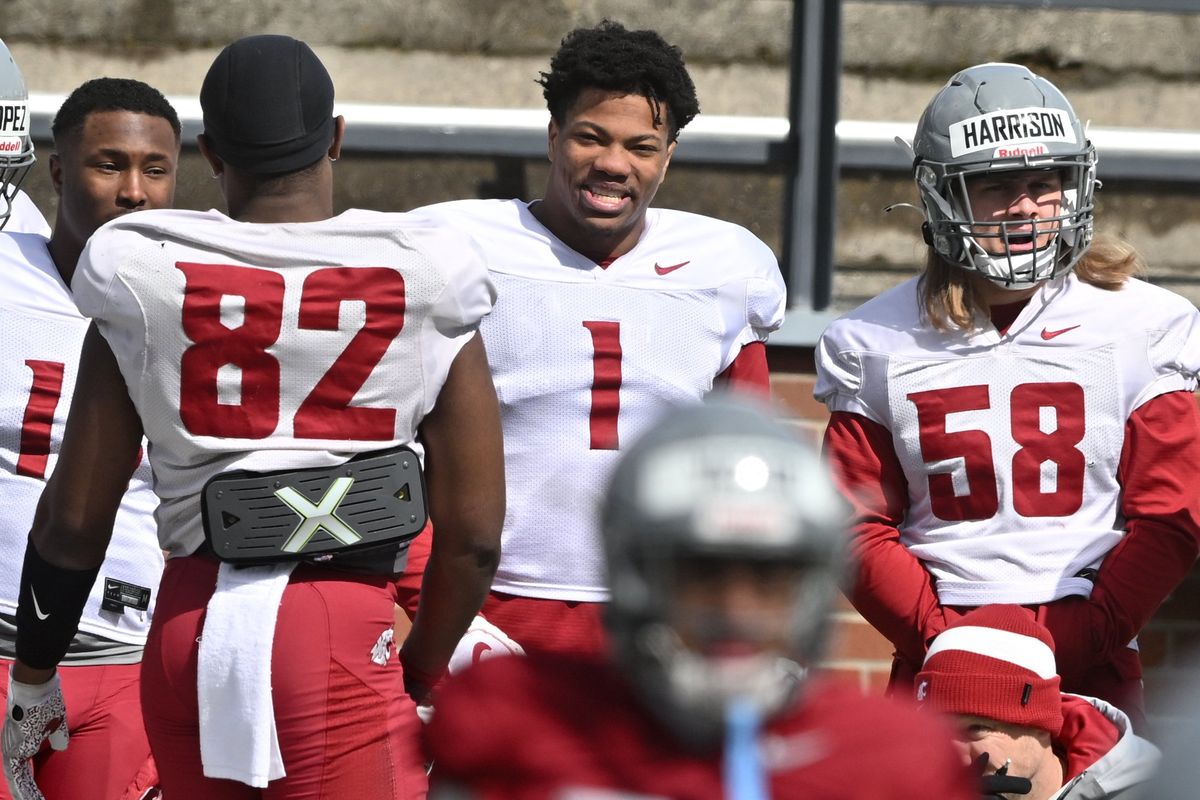 Washington State Cougars linebacker Daiyan Henley (1) smiles during a spring scrimmage on April 2 at Gesa Field in Pullman.  (Tyler Tjomsland/The Spokesman-Review)
