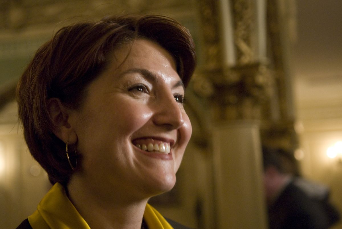 U.S. Representative Cathy McMorris Rodgers was all smiles at the Republican election night party at the Davenport   Hotel.  (Colin Mulvany / The Spokesman-Review)