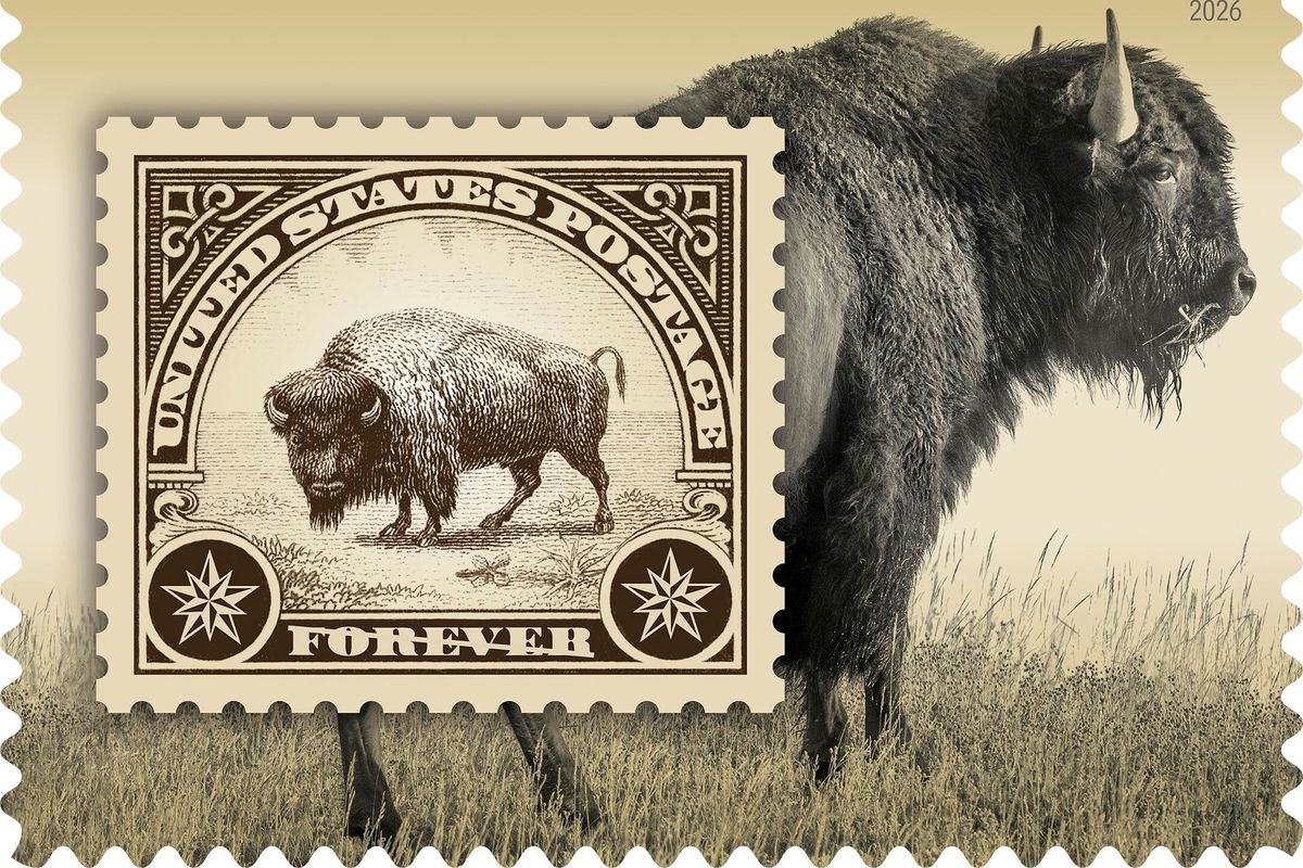 The 1923 stamp is superimposed over Livingston photographer Tom Murphy