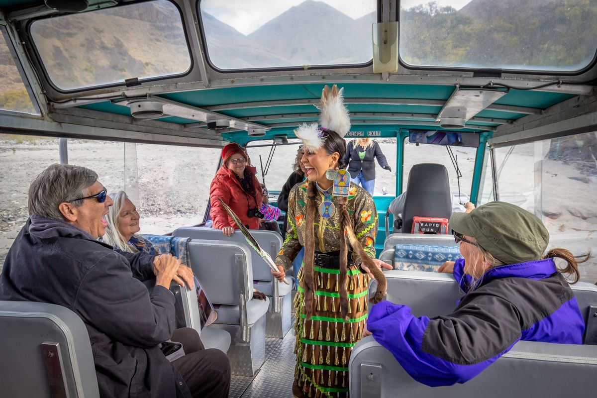 Stacia Morfin shares stories with guests during “Hear the Echoes of Our Ancestors,” a jet boat tour operated by her company Nez Perce Tourism.  (Brad Stinson)