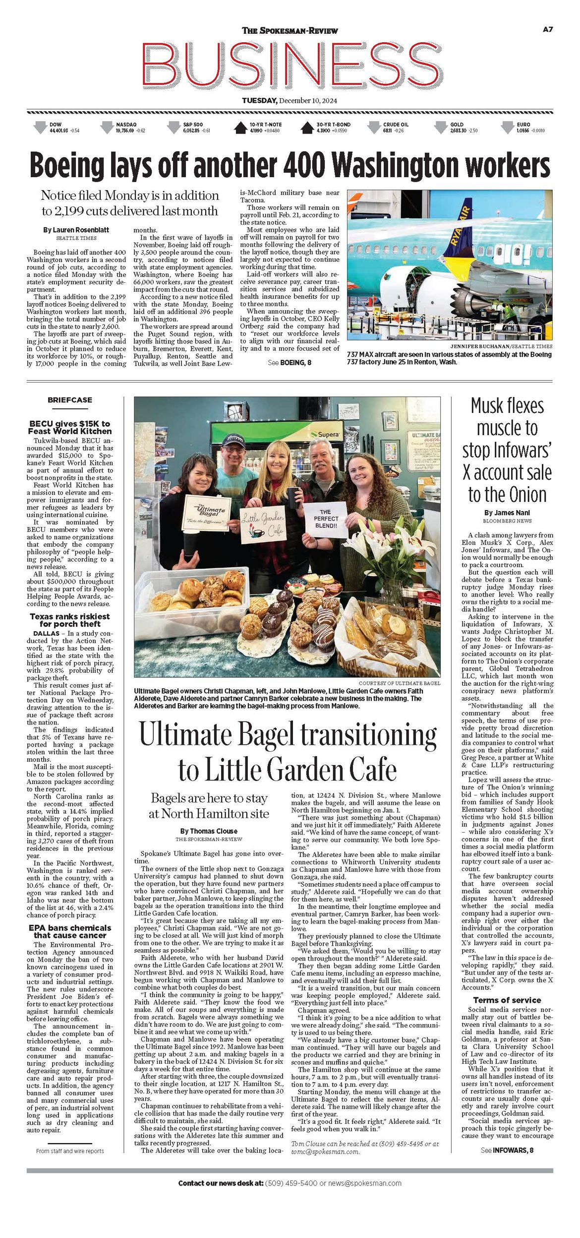 Business Front Page for Dec. 10, 2024 The SpokesmanReview