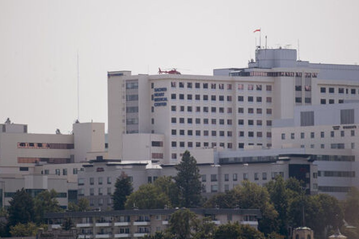 Providence Sacred Heart Medical Center will receive help from the National Guard as beds are full and a new wave of COVID-19 sweeps through the state.  (Jesse Tinsley/THE SPOKESMAN-REVIEW)