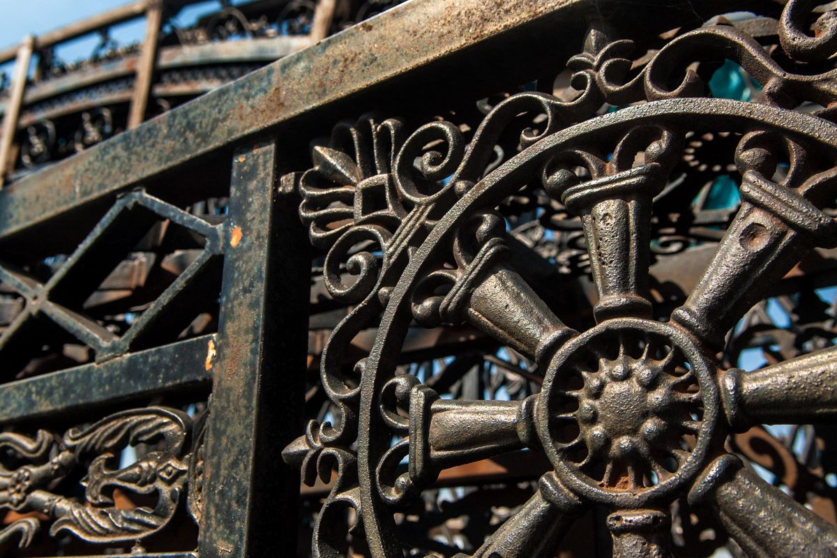 This iron gate is for sale at Brown Building Materials in Spokane on Tuesday, Aug. 6, 2019. The company is going out of business after more than 60 years of operation. (Kathy Plonka / The Spokesman-Review)