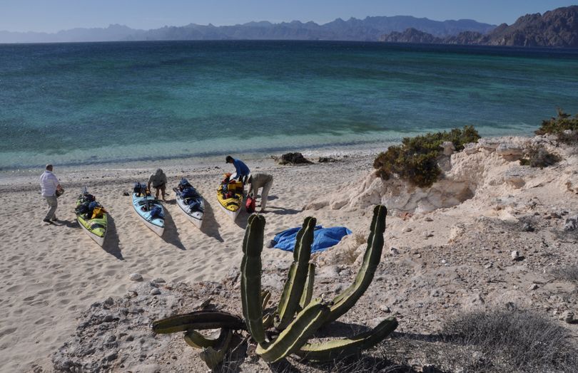 Sea kayakers camp on an island off Baja California near Loreto, Mexico. (Rich Landers)