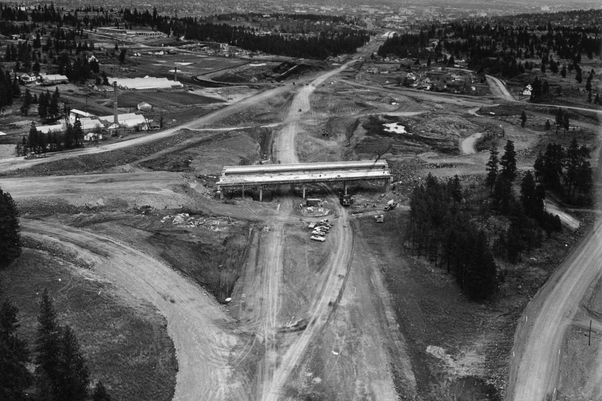 The first piece of paved highway in Spokane County was a one and a half mile strip of Sunset Blvd. in 1911. Fifty years later quite a bit more was added with the construction of I-90 freeway from Sunset Hill in March of 1963. (SR)