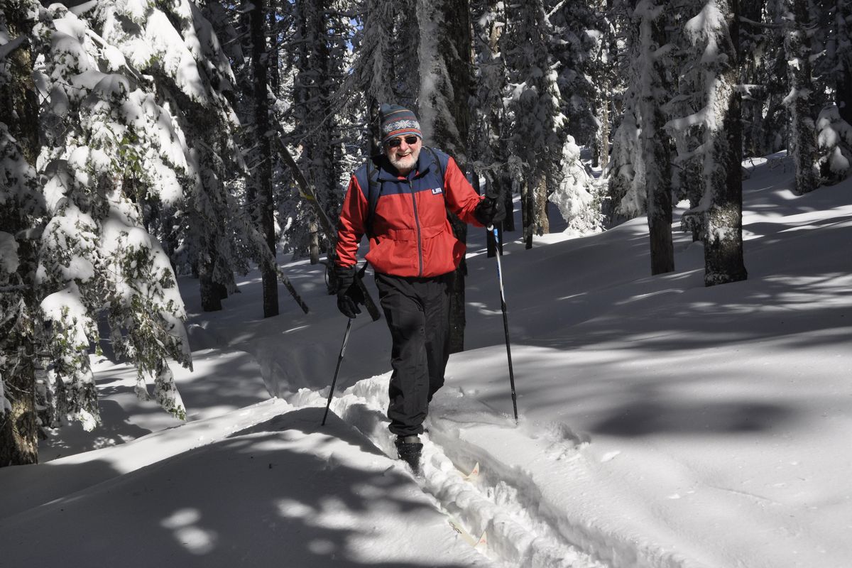 Art Bookstrom, 75, breaks trail on a cross-country skiing route he marked with orange diamonds for the enjoyment of skiers who want an old-fashioned nordic skiing experience off the wide, groomed trails at Mount Spokane State Park. (Rich Landers)
