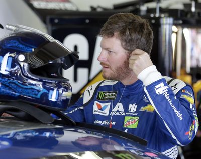 Dale Earnhardt Jr. prepares to get in his car during a NASCAR auto racing practice session at Daytona International Speedway, Friday, Feb. 24, 2017, in Daytona Beach, Fla. (John Raoux / Associated Press)