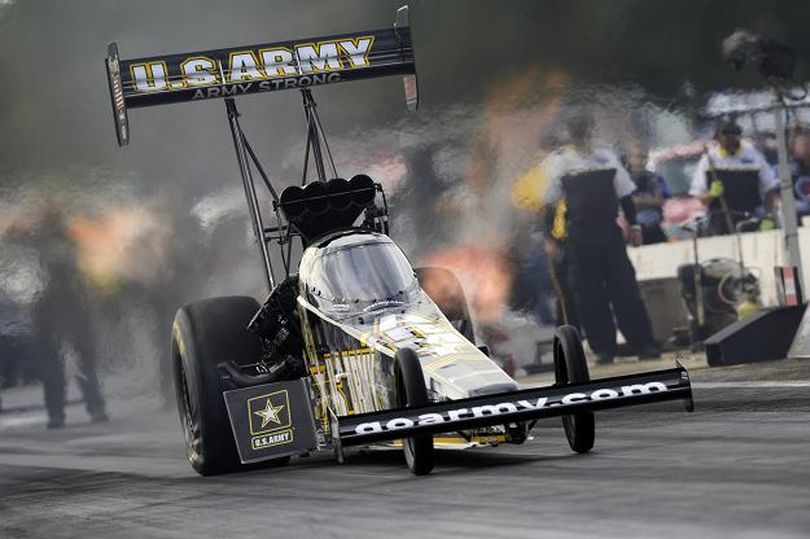 Tony Schumacher's Top Fuel dragster features the NHRA canopy safety system (Photo courtesy of NHRA)