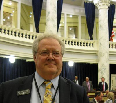 Idaho House Minority Leader John Rusche, D-Lewiston, on the floor of the House during this year's legislative session (Betsy Z. Russell)
